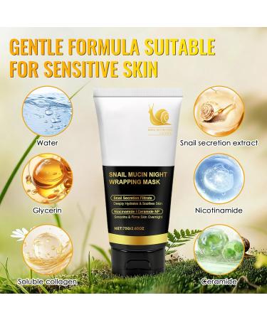 HOUSN Collagen Night Wrapping Mask 75 ml snail slime mask collagen Overnight Wrapping Peel Off facial mask organic facial mask for the face elasticity and moisture - Buy Online on GoSupps.com