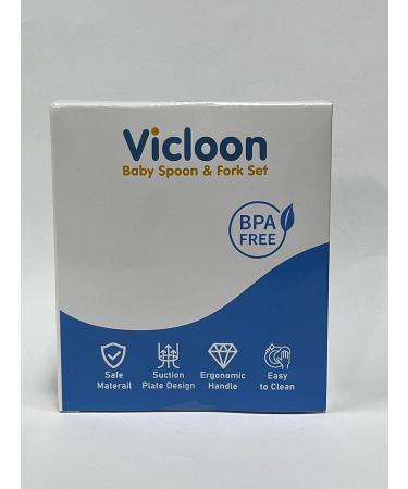 Vicloon Baby Fork and Spoon Set - BPA Free Soft Silicone & Stainless Steel Baby Feeding Utensils - Learning Spoon for Toddlers & Children - Pink - Buy Online on GoSupps.com