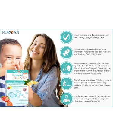 Norsan Omega 3 Fisk Jelly 45 High Dose 2 Pack - Premium Omega 3 for Children - 1000 mg EPA & DHA Daily Dose 90 Jelly Servings - Buy Online on GoSupps.com