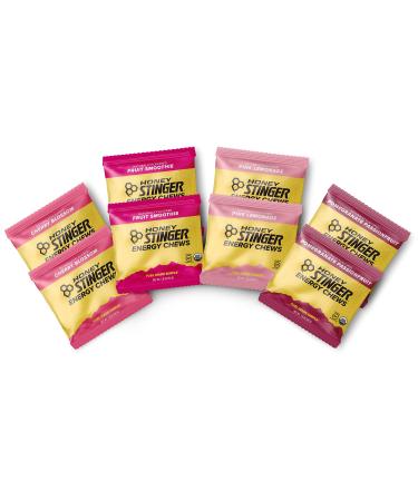Honey Stinger Organic Energy Chews  Variety Pack with Sticker  8 Count  Chewy Gummy Energy Source for Any Activity - Pink Lemonade, Fruit Smoothie, Pomegranate Passionfruit & Cherry Blossom