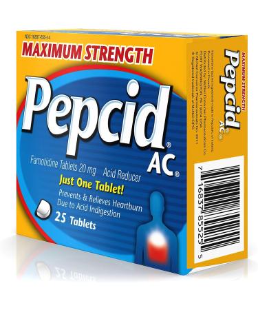 Pepcid AC Maximum Strength 20mg Famotidine for All-Day Heartburn Relief - 25 ct - Buy Online on GoSupps.com