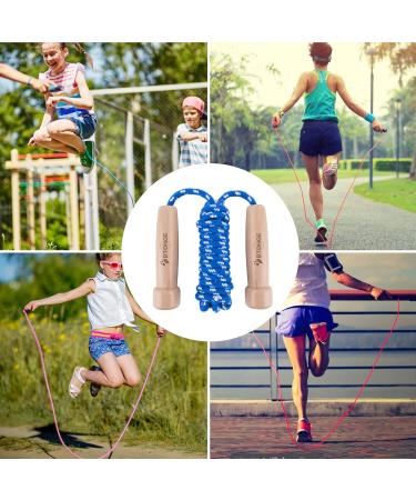 Adjustable Cotton Jump Rope for Adults & Kids - 9.6ft Speed Rope with Natural Wooden Handle for Fat Burning & Fitness - Buy Online on GoSupps.com