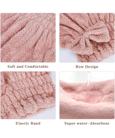 Unaone Microfiber Hair Towel Set - Fast Drying Hair Turbans for Long Hair | Soft & Absorbent - Khaki & Pink - Buy Online on GoSupps.com