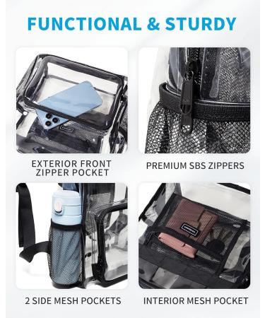Vorspack Clear Mini Backpack - Stadium Approved 12x12x6 Small Clear Backpack for Women with 2 Water Holders - Black - Buy Online on GoSupps.com