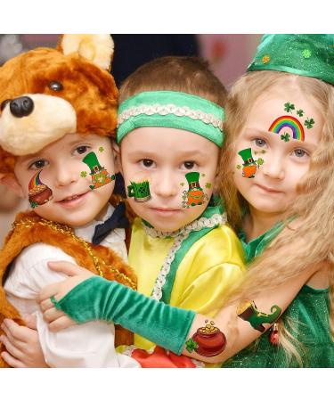 49 PCS St. Patrick's Day Tattoos Stickers - 3D Green Shamrock Temporary Tattoos for Kids, Women, Men - Irish Party Favor & Lucky Clover Accessories - Buy Online on GoSupps.com
