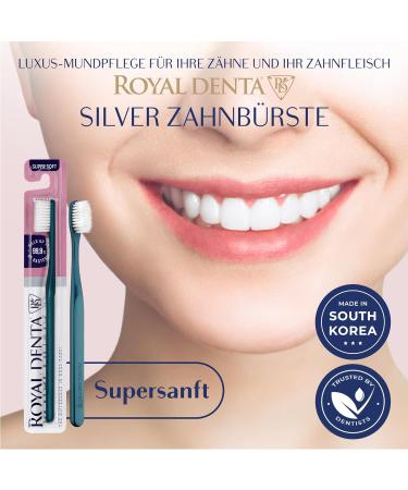 Royal Denta Super Soft Toothbrush with Antibacterial Silver Bristles - Ideal for Sensitive Teeth & Gums | Metalic Green - Buy Online on GoSupps.com
