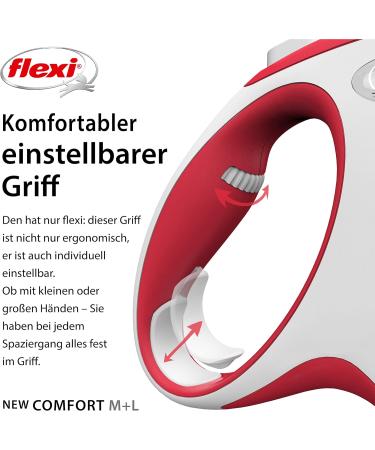 Flexi Retractable Leash New Comfort - Red - Large 8m | International Shipping Available - Buy Online on GoSupps.com