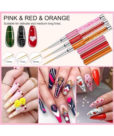 Saviland 6Pcs Nail Art Liner Brush Set with Crushed Diamond Rhinestone Handle - Sizes 7/9/11/13/15/21mm - Ideal for Nail Design and Painting - NO.1 Nail Art Brushes - Buy Online on GoSupps.com