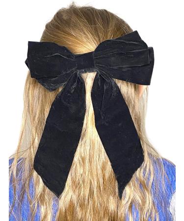 Generic Set of 2 Hair Bow Clips in Black Velvet Set of Clips for Girls Boys and Adults - Buy Online on GoSupps.com