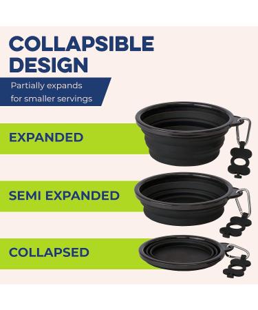 Bonza Extra Large Collapsible Dog Bowl 1500 ml - Sturdy & Portable with Carabiner & Water Bottle Holder - Light Gray - Buy Online on GoSupps.com