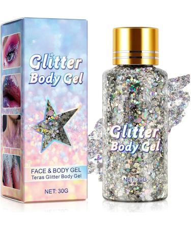  Dous Glitter Body Gel | Easy to apply and remove Glow Gel art makeup for body face and hair - holographic pouch - Cosmetic quality - Buy Online on GoSupps.com
