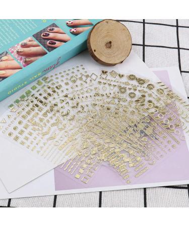 eMagTech 8 Sheets 3D Metallic Nail Stickers Self-Adhesive Nail Sticker Geometric Nail Art Sticker Lines Nail Striping Tape for Women Girls Nail DIY Decoration - Buy Online on GoSupps.com