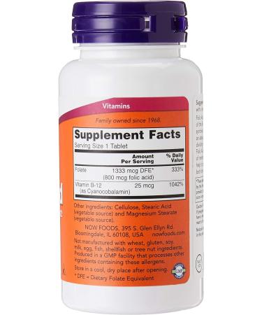 Now Foods Folic Acid 800mcg 250 Capsules - Essential Vitamin for Health and Wellness - Buy Online on GoSupps.com