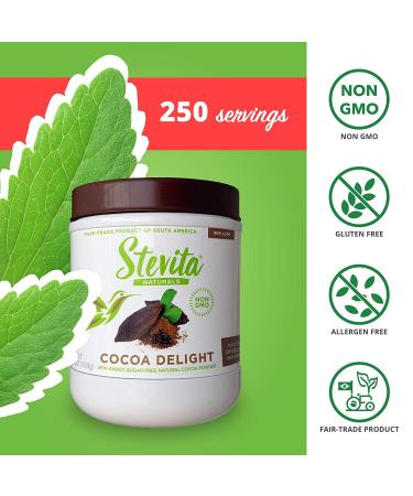 Stevita Cocoa Delight 4.2 oz - Natural Cocoa Powder with Stevia for Hot Cocoa, Smoothies, Desserts - Non-GMO, Vegan, Keto, Paleo - 30 Servings - Buy Online on GoSupps.com