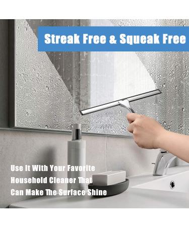 Shower Squeegee Bathroom Window Glass Squeegee All-Purpose Silicone Blade Window Glass Wiper Tools Raclette Douche for Doors Window Car Mirror Glass Ceramic Wall with Hook(10 inch Silver) - Buy Online on GoSupps.com