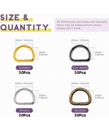 Swpeet 120Pcs 1/2 Inch - 13mm 4Colors Multi-Purpose Metal D Ring Semi-Circular D Ring for Hardware Bags Ring Hand DIY Accessories (Mixed Color  1/2 inch) Mixed Color 1/2 inch - Buy Online on GoSupps.com