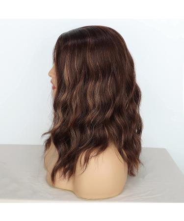 Buy Porsmeer Brown Blonde Curly Bob Synthetic Wig for Women | Natural Afro Middle Part Wig for Parties & Costumes - Buy Online on GoSupps.com