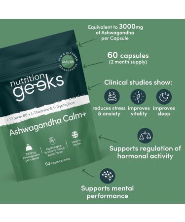 Ashwagandha KSM 66 Complex 3000mg with Amino Acids & Vitamin B6 - Sleep Aid & Calm (2 Month Supply) - Vegan Capsules - Made in UK - Buy Online on GoSupps.com