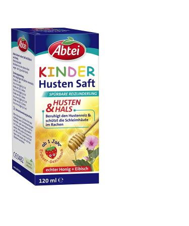 Abbey children cough juice - with strawberry taste strangle and honey - for children and toddlers from 1 year - without alcohol gluten -free lactose -free - 1 x 120 ml - Buy Online on GoSupps.com