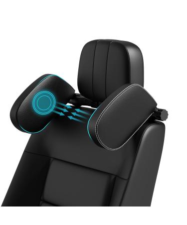 Bubulii headrest car children simple installation & 360 rotatable comfortable soft car snack pillow with telescopic pole children's and adult travel car seat neck support (black)