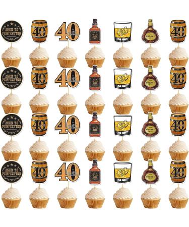 30Pcs 40th Birthday Cupcake Toppers for Men 40th Birthday Decorations for Men Cheers to 40 Years Birthday Cupcake Topper Cheers to 40 Years Birthday Decorations