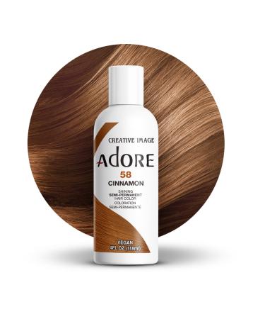 Adore Semi Permanent Hair Color - Vegan and Cruelty-Free Hair Dye - 4 Fl Oz - 058 Cinnamon (Pack of 1) 058 Cinnamon 4 Fl Oz (Pack of 1)