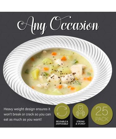 Elite Selection Pack of 25 White Soup Bowls With Silver Swirl 12 Oz. - Buy Online on GoSupps.com