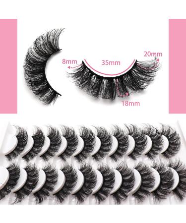 Veleasha Fluffy Wispy Faux Mink Eyelashes - Criss-Cross 10 Pairs Pack - Best False Lashes for Women - Buy Online on GoSupps.com