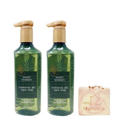 Bath & Body Works Sweet Whiskey Set of 2 Cleansing Gel Hand Soaps and a Himalayan Salts Springs Bar Soap