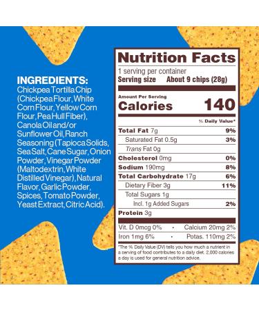 Hippeas Chickpea Tortilla Chips Rockin' Ranch 1oz (Pack of 18) - Vegan & Gluten-Free Plant Protein Snacks - Buy Online on GoSupps.com
