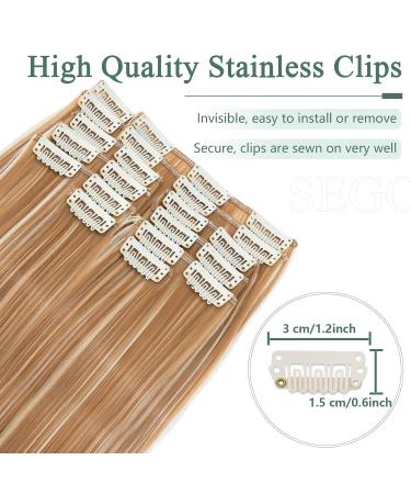 SEGO 12 PCS Clip-In Hair Extensions - Real Hair 22 Clips 55 cm 180g - Affordable Honey Blonde & Bleaching Blonde Full Head Set - Buy Online on GoSupps.com