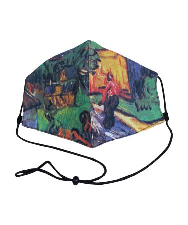 RaanPahMuang Fabric Reusable Fabric Facemask Artwork Face Mask Adjustable Size Van Gogh - Houses at Auvers