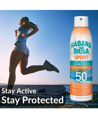 Habana Brisa Reef-Friendly Sport SPF 50 Sunscreen Spray Broad Spectrum UVA/UVB Protection HAWAII ACT 104 COMPLIANT Water-Resistant Non-Greasy NON GMO & Vegan 6 FL OZ - Buy Online on GoSupps.com