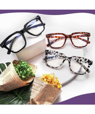 CLASAGA Bifocal Oversized Reading Glasses - Blue Light Blocking Spring Hinge Eyewear for Women & Men 1.75x Magnification 3 Stylish Colors - Buy Online on GoSupps.com