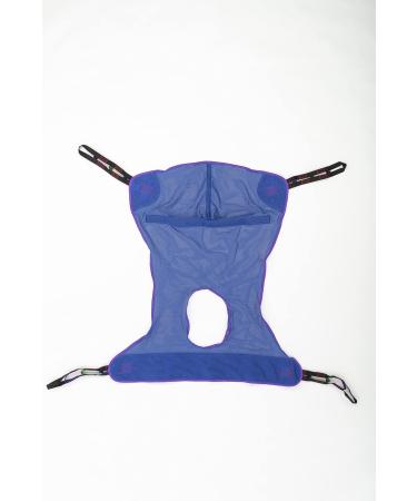 Invacare Full Body Sling with Commode Opening for Patient Lifts, Medium, Polyester, R114,Binding Purple, Body Blue Medium Full Body w/ Commode - Mesh