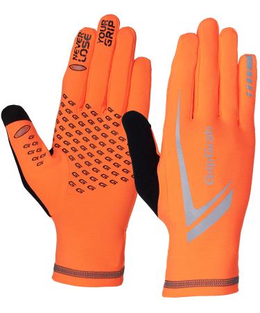 GripGrab Running Expert Full Finger Winter Touchscreen Running Gloves Jogging Gloves Running Hi-Vis High Visibility L Orange Hi-Vis