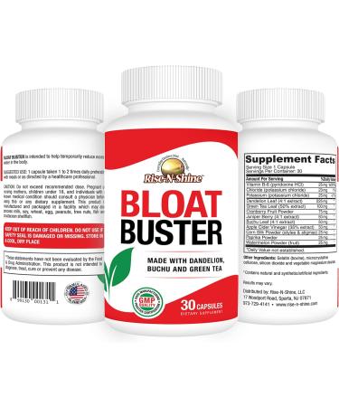 Bloat Buster Water Pills - Natural Diuretic with Dandelion, Green Tea, Apple Cider Vinegar - 30 Count - Buy Online on GoSupps.com