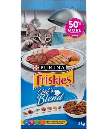 Friskies Chef's Blend Dry Cat Food - 3 kg Bag & 7 Dry Cat Food - 2.86 kg Bag Cat Food + Chicken & Seafood - Buy Online on GoSupps.com