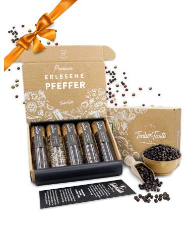 Timber Taste Pfeffer gift set for women & men - 5 exquisite pepper from all over the world as a special gift for adults & pepper lovers - pepper set of enjoyment package - Gift for birthday fine pepper set - gift set - Buy Online on GoSupps.com