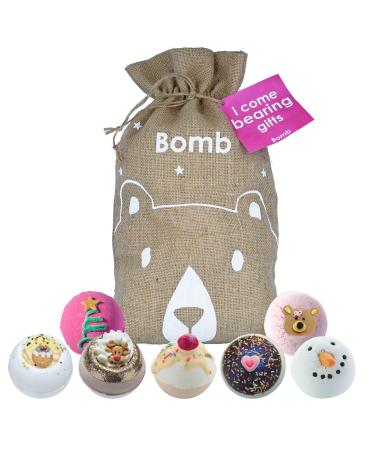 Bomb Cosmetics I Come Bearing Gifts Handmade Hessian Sack Bath Blaster Gift Pack Contains 7-Piece 160 g Each