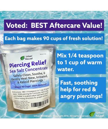 Urban ReLeaf Piercing Relief Sea Salt Concentrate 6 oz. Bag - Soothe, Cleanse, and Heal Irritated Piercings with Dead Sea Salt, Tea Tree, and Rosemary - 90 Cups - Buy Online on GoSupps.com