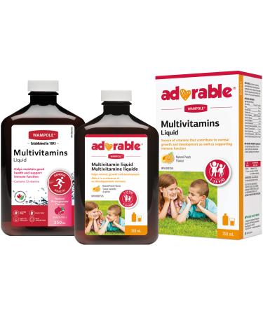 Wampole Duo Adult Multivitamins Liquid and Adorable Kids Multivitamins Liquid 2 x 350 ml