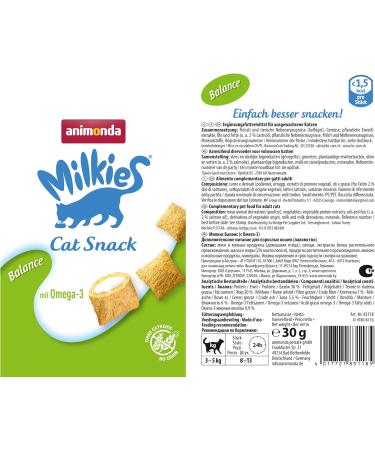 Animonda Milkies Balance - Grain-Free Crunchy Pillows for Cats | 12 x 30g Cat Snacks - Buy Online - Buy Online on GoSupps.com