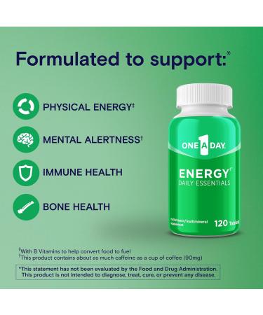 One A Day Energy Daily Essentials Multivitamin Energy Supplement to Support Mental Alertness and Immune Health with Vitamins A C D E Zinc and Caffeine 120 Count 120 Count (Pack of 1) - Buy Online on GoSupps.com