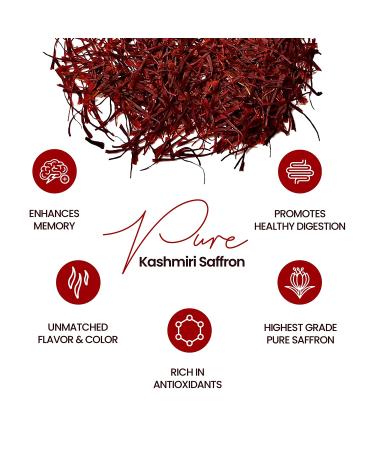 Fouzee Pure Kashmiri Saffron Threads - Finest Dark Red Spice for Cooking Paella, Persian Rice, Tea, Golden Milk - 2g Pack - Buy Online on GoSupps.com
