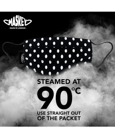 MASKEY White Dots on Black Washable Face Mask | 3-Layer Cotton | Stylish & Reusable | Made in London UK - Buy Online on GoSupps.com