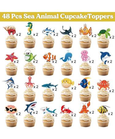 48pcs Ocean Sea Animal Cupcake Toppers - Buy Online on GoSupps.com