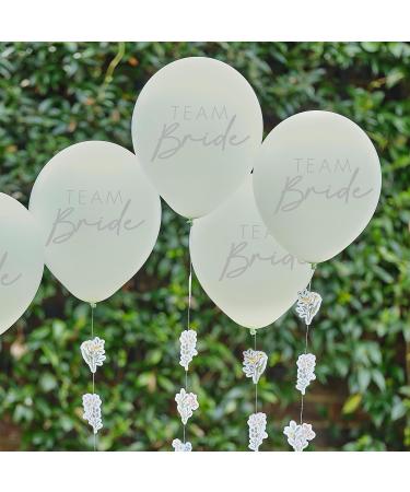 Shop Ginger Ray Green 'Team Bride' Latex Balloons - Hen Party Decorations | 5-Pack with Paper Flower Tails - Buy Online on GoSupps.com