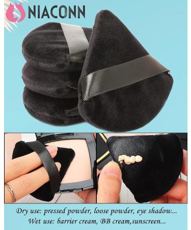 NIACONN Soft Velour Triangle Powder Puff Set with Reusable Makeup Setting Puffs - Black (4pcs) - Buy Online on GoSupps.com
