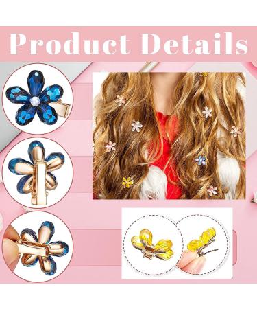 Small Pearl Hair Clips & Mini Crystal Alligator Hairpins - 12 Exquisite Flower Crystal Hair Accessories for All Hairstyles - Buy Online on GoSupps.com